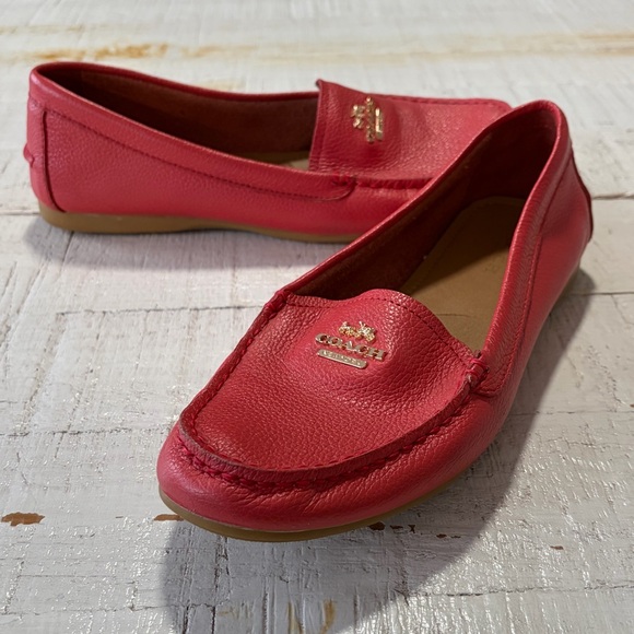 Coach Shoes - Coach Opal Pebbled Leather Loafers size 7.5 Coral Salmon Slip On Shoes